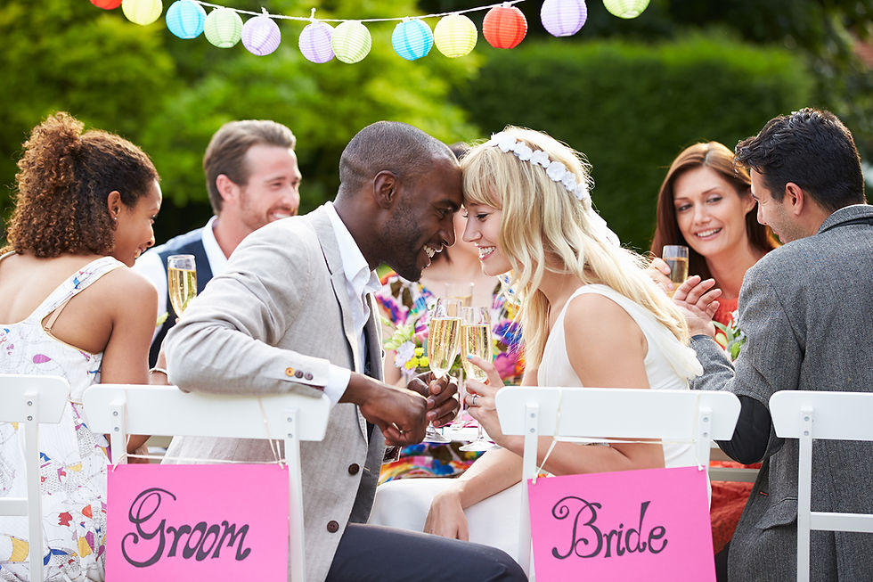 Bride with floral crown and groom